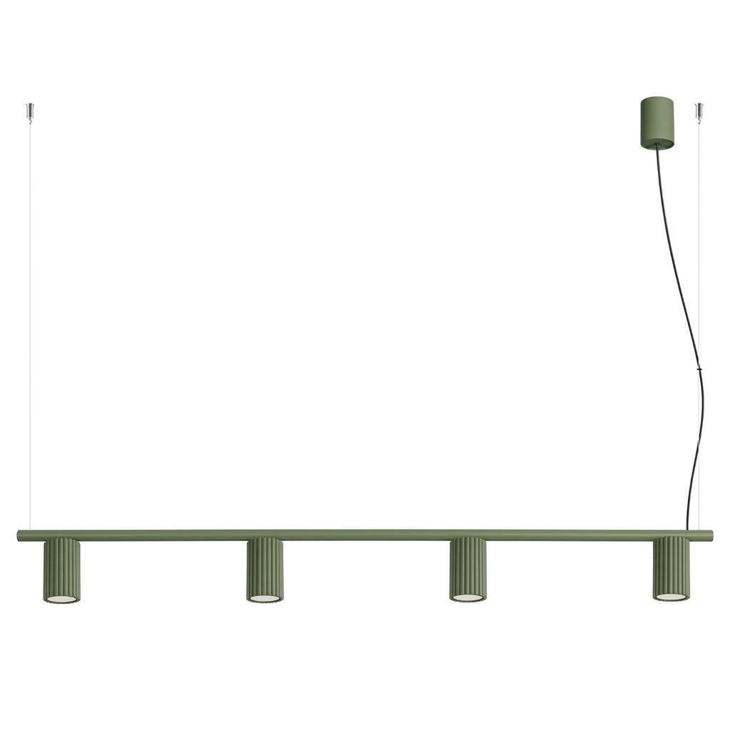 Lustre Karbon rampe 4 spots aluminium vert olive GU10
