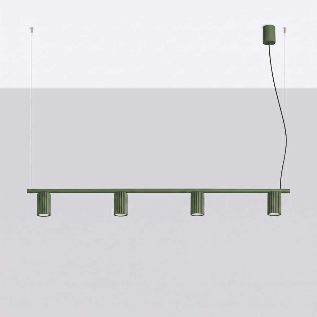 Lustre Karbon rampe 4 spots aluminium vert olive GU10 vue de profil