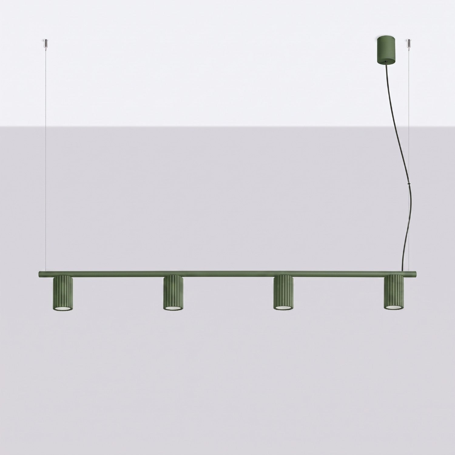 Lustre Karbon rampe 4 spots aluminium vert olive GU10 vue de profil