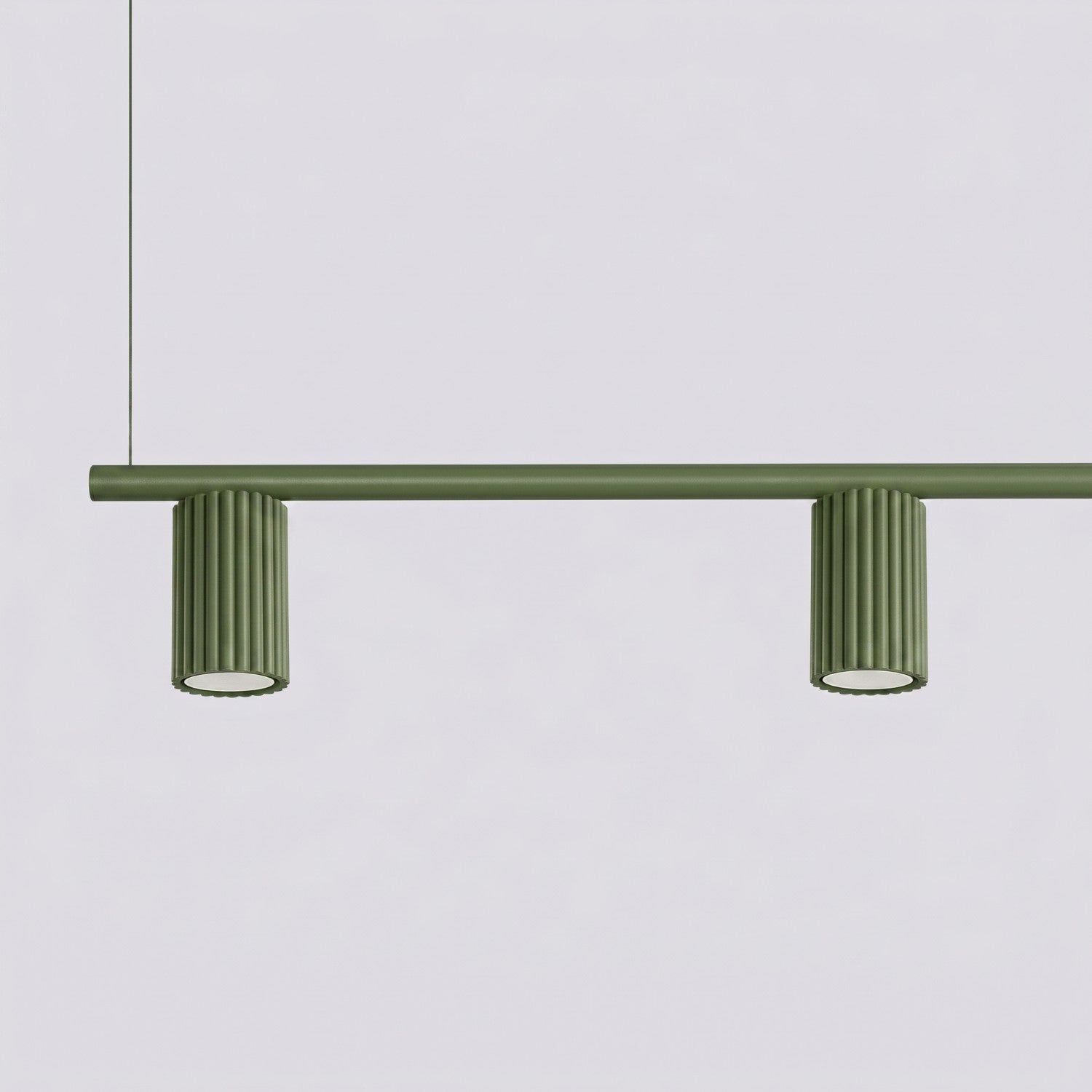 Lustre Karbon rampe 4 spots aluminium vert olive GU10 détail des cannelures