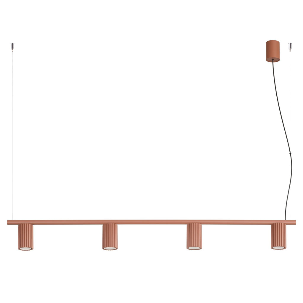 Lustre Karbon rampe 4 spots aluminium rouge ocre GU10