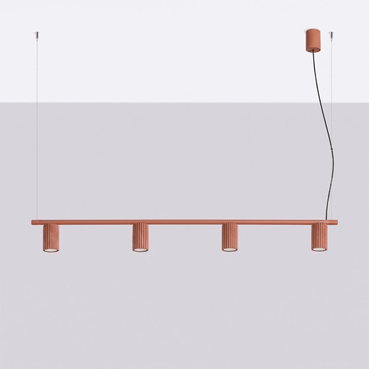 Lustre Karbon rampe 4 spots aluminium rouge ocre GU10 vue de profil