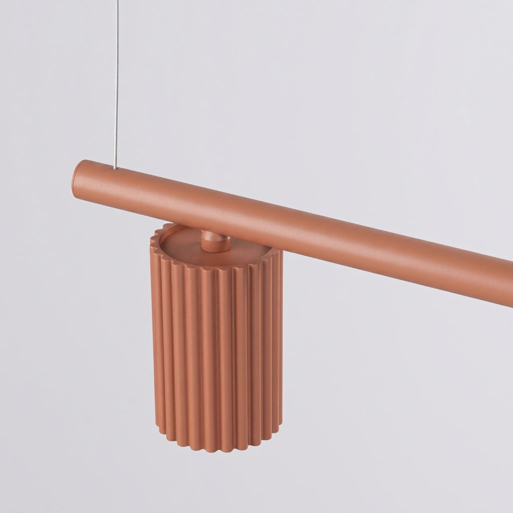Lustre Karbon rampe 4 spots aluminium rouge ocre GU10 tête orientée