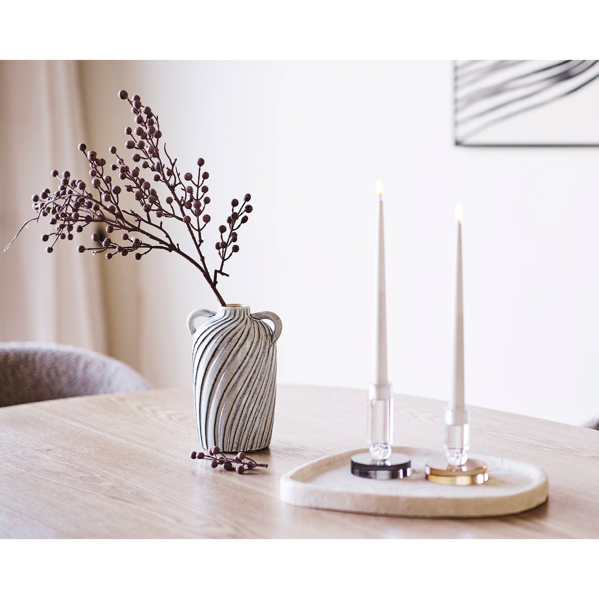 Bougeoir Marron et Blanc