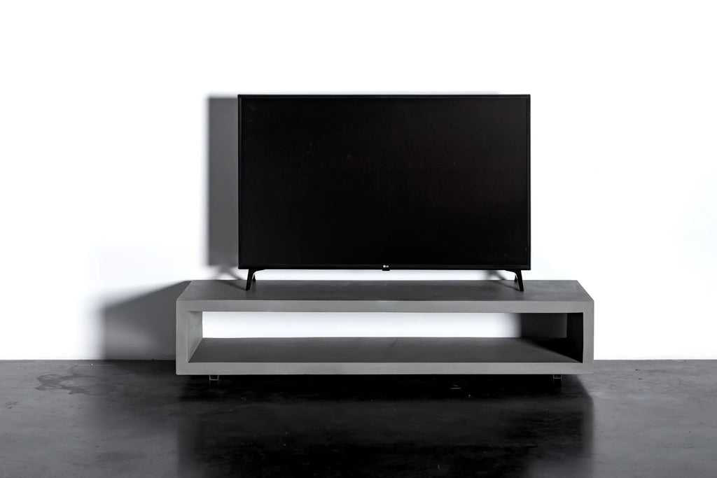 Meuble TV en béton Monobloc gris naturel en situation 5
