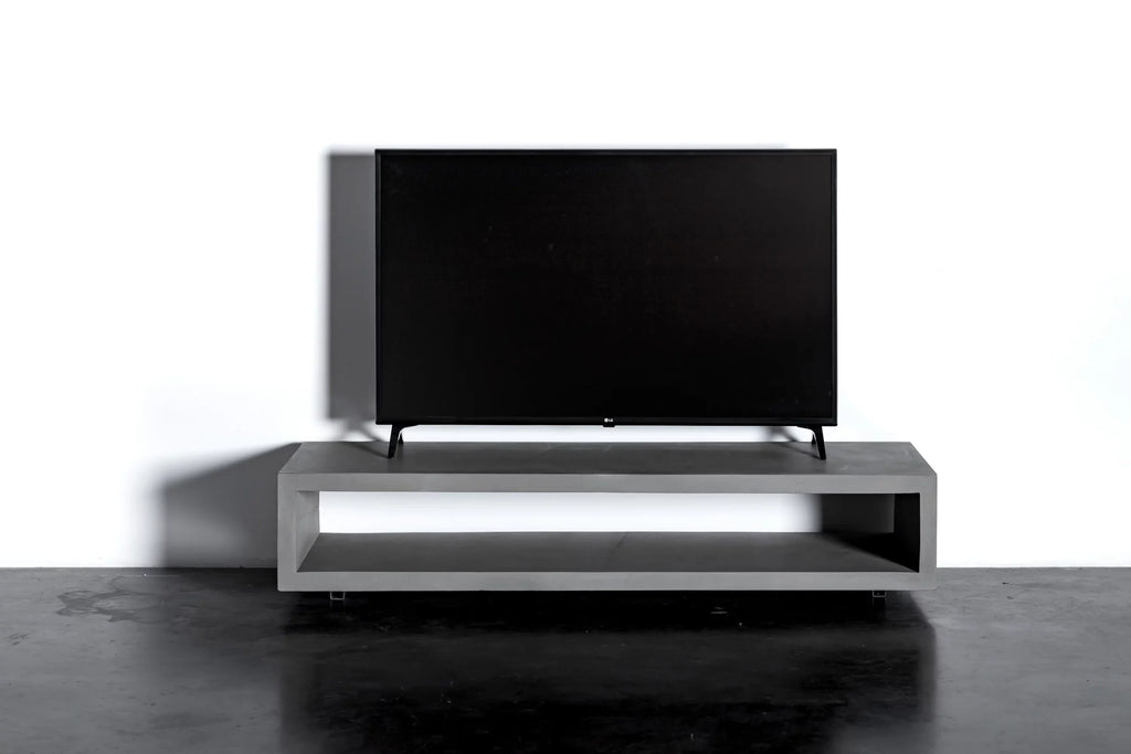 Meuble TV en béton Monobloc gris naturel en situation 3