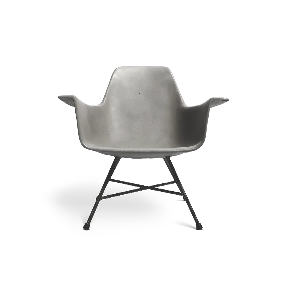 Fauteuil bas en béton Hauteville gris naturel en situation 1