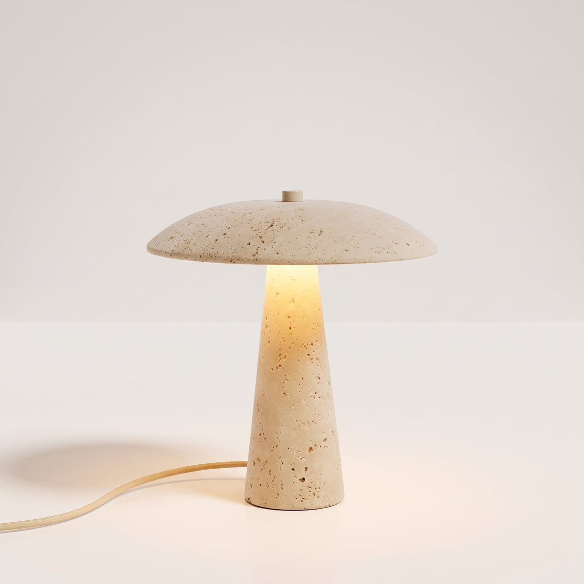 Consett natural travertine mushroom table lamp 25.5 cm