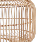Détail des baguettes verticales en rotin naturel et d'un cerclage ligaturé de l'Arun