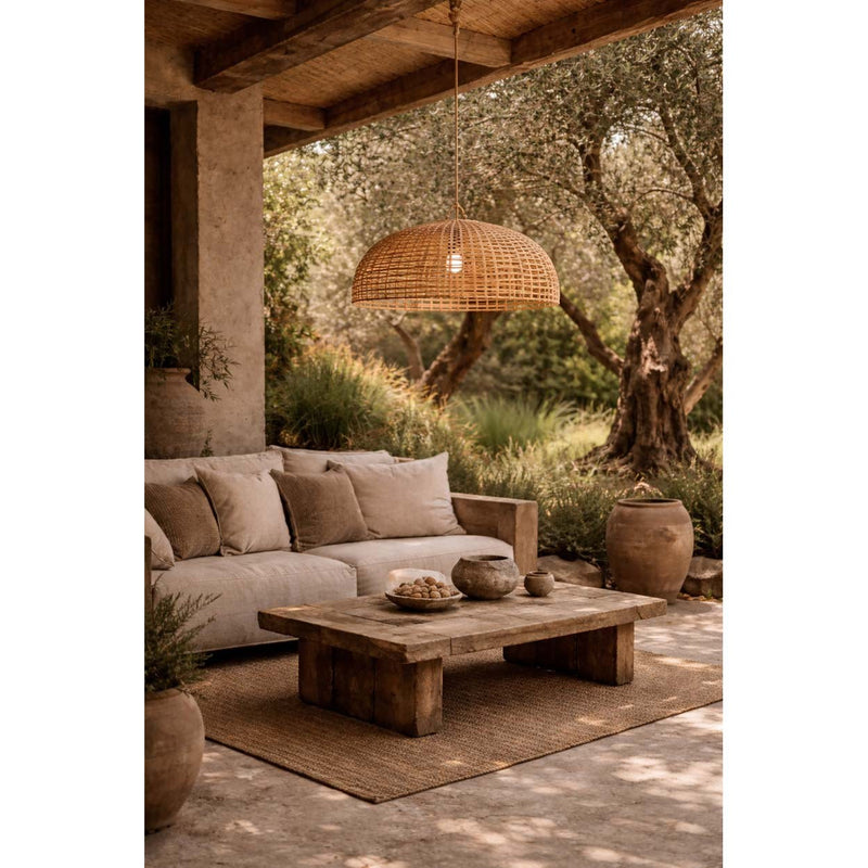 Dimensions Abat-jour de suspension Cloche rotin synthétique 60 cm E27