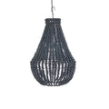 Abat-jour Teardrop en perles de bois noir suspendu vu de face