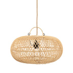 Abat-jour de suspension Wholly ø 40 cm en rotin naturel monté sur un cordon en jute sur fond blanc