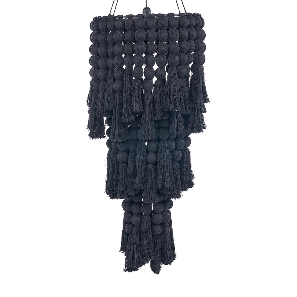 Abat-jour de lustre Nomad en coton noir 160 cm