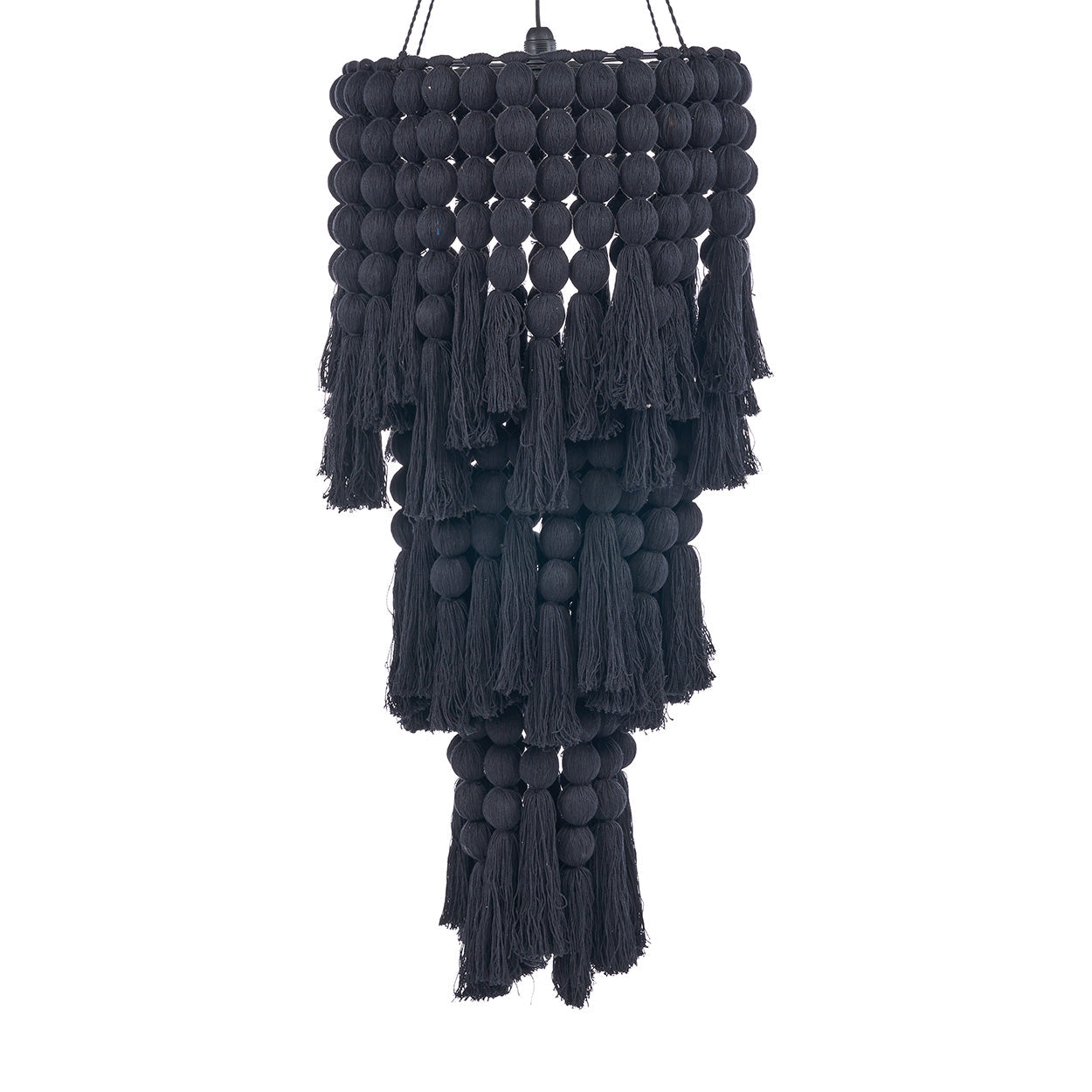Abat-jour de lustre Nomad en coton noir 160 cm