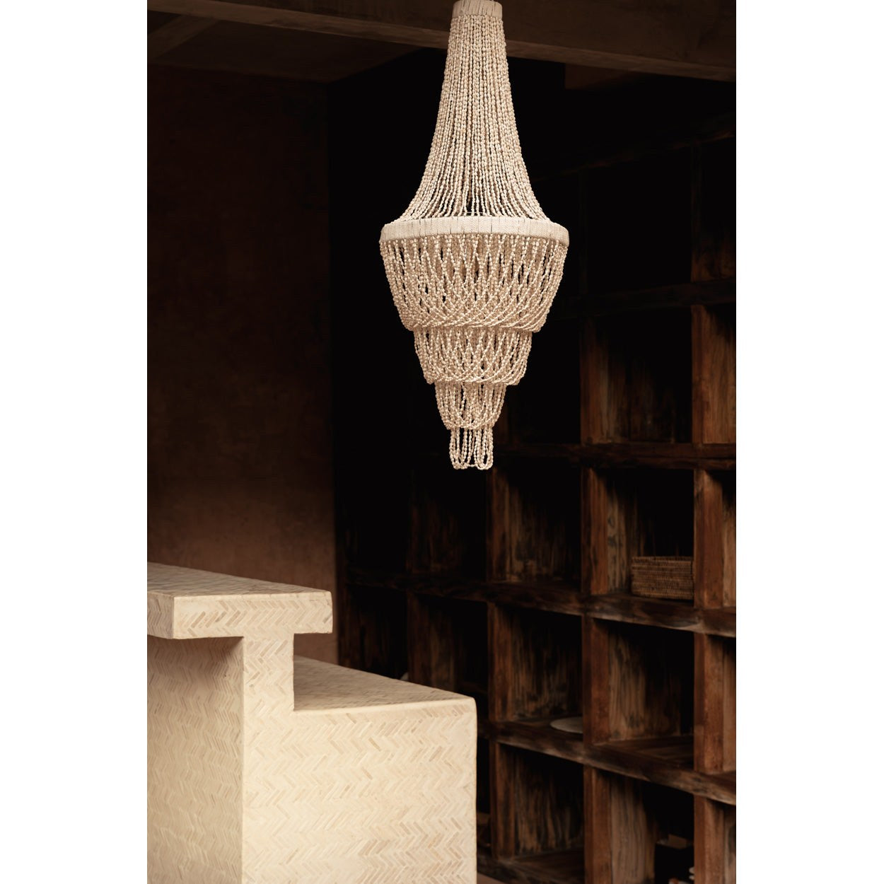 Abat-jour de lustre Ocean Tower en coquillages naturels, vue 4
