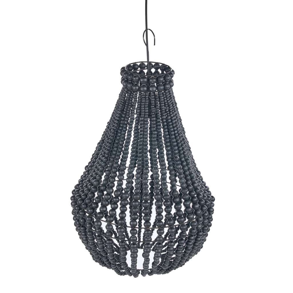 Abat-jour de lustre Teardrop en perles de bois noir, vue 8