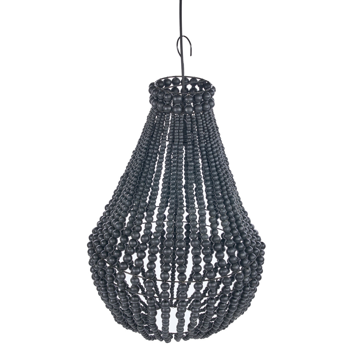 Abat-jour de lustre Teardrop en perles de bois noir, vue 8