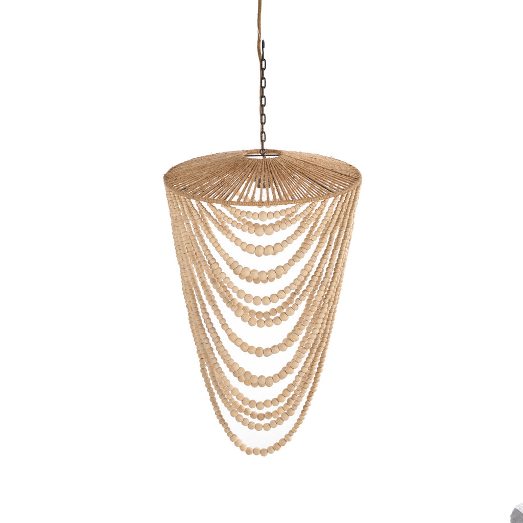 Abat-jour de lustre Wooden Bead en perles de bois naturel, vue 4