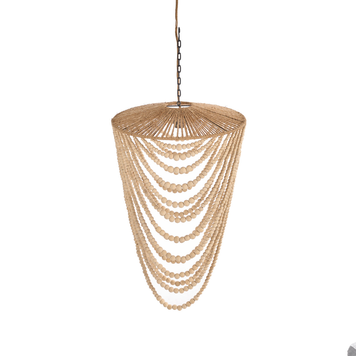 Abat-jour de lustre Wooden Bead en perles de bois naturel, vue 4