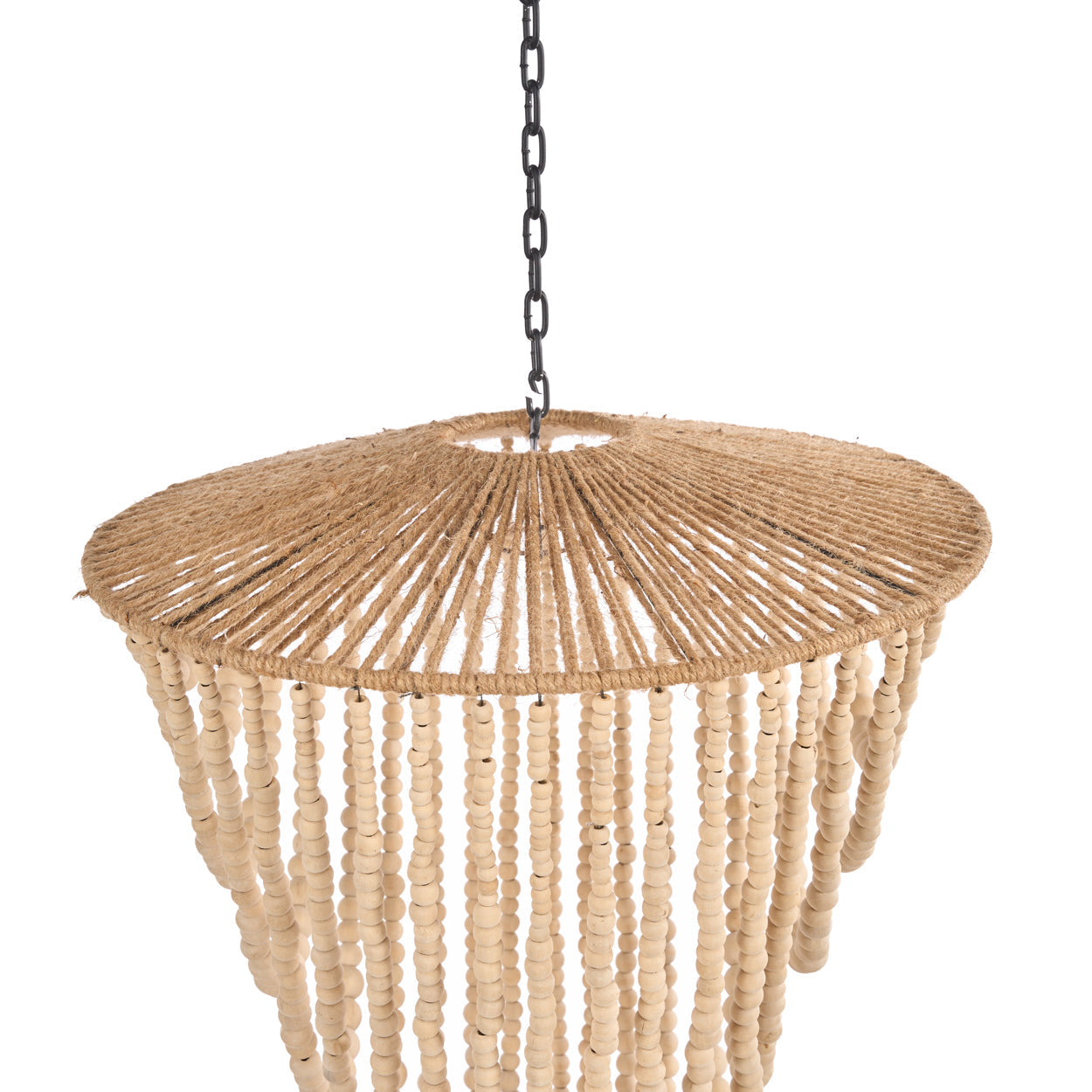 Abat-jour de lustre Wooden Bead en perles de bois naturel, vue 6