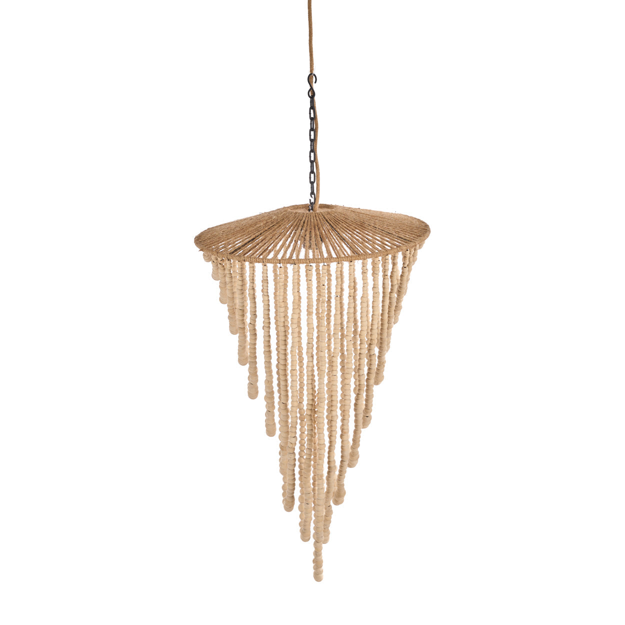 Abat-jour de lustre Wooden Bead en perles de bois naturel, vue 7