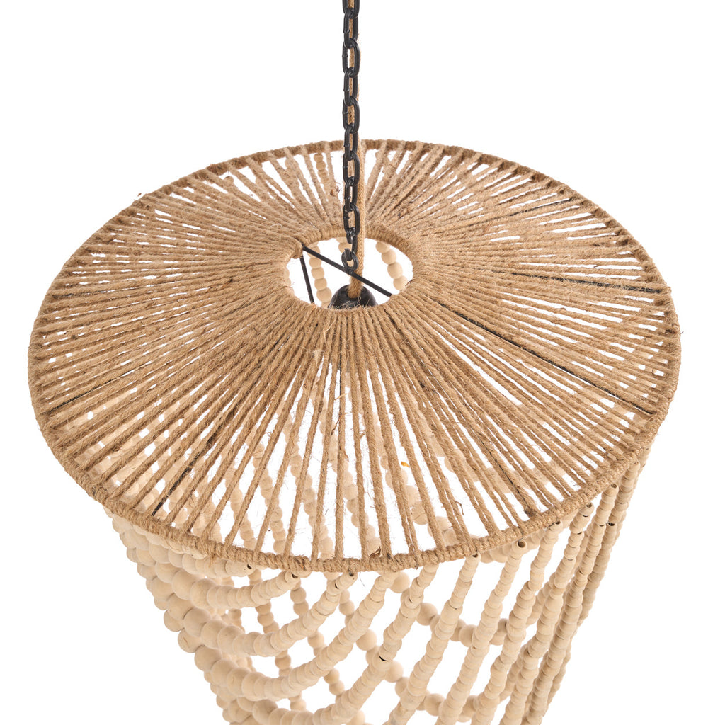 Abat-jour de lustre Wooden Bead en perles de bois naturel, vue 8