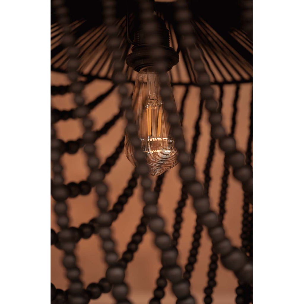 Abat-jour de lustre Wooden Bead en perles de bois noir, vue 3