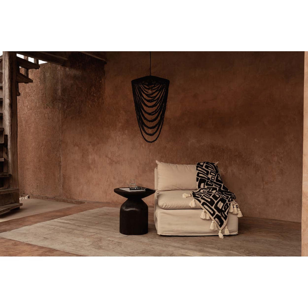 Abat-jour de lustre Wooden Bead en perles de bois noir, vue 4