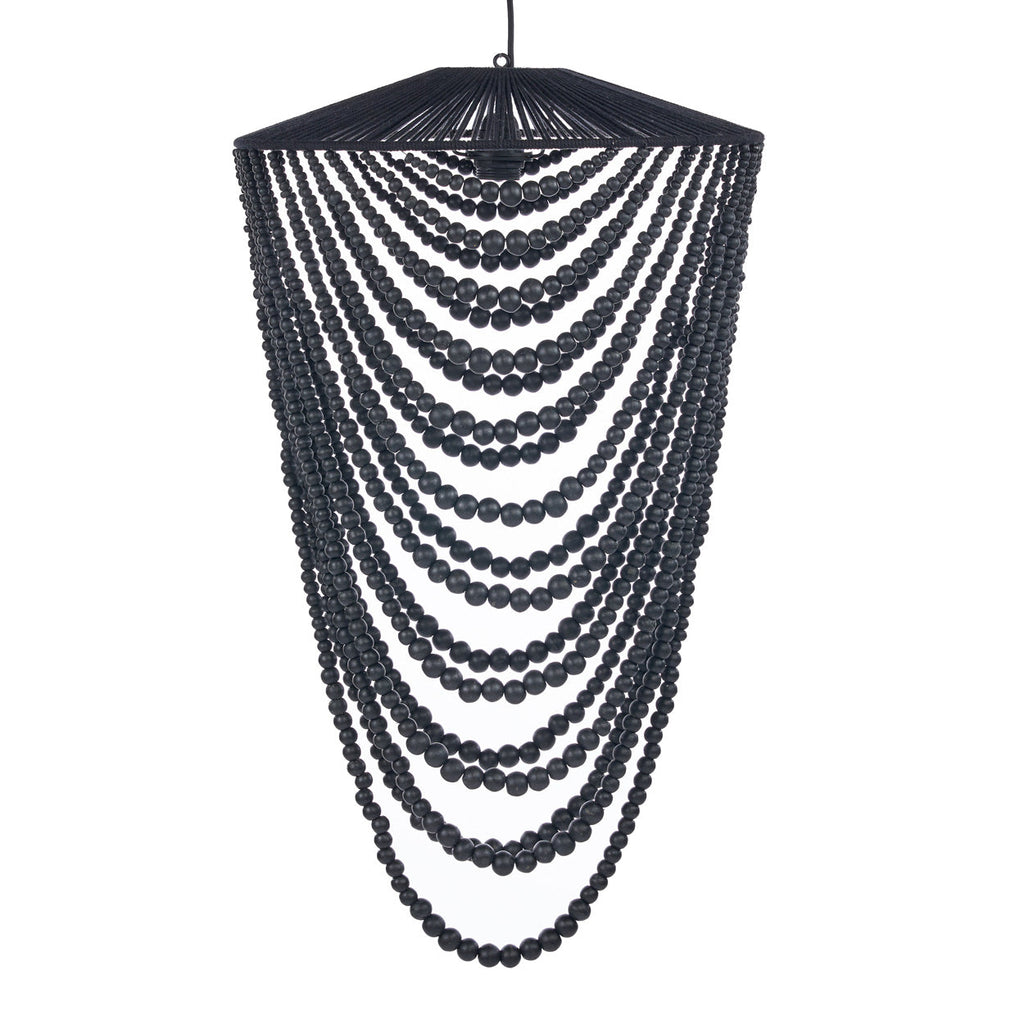 Abat-jour de lustre Wooden Bead en perles de bois noir, vue 7