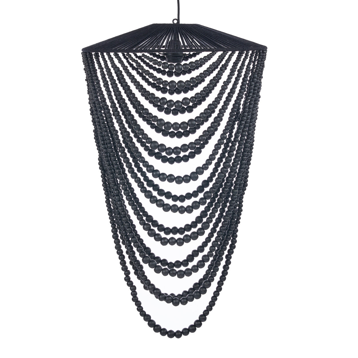 Abat-jour de lustre Wooden Bead en perles de bois noir, vue 7