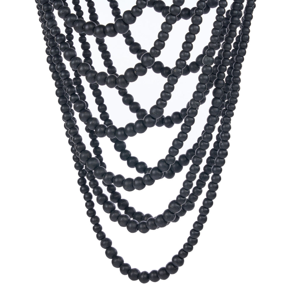 Abat-jour de lustre Wooden Bead en perles de bois noir, vue 8