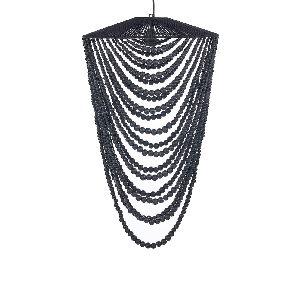 Abat-jour de lustre Wooden Bead en perles de bois noir