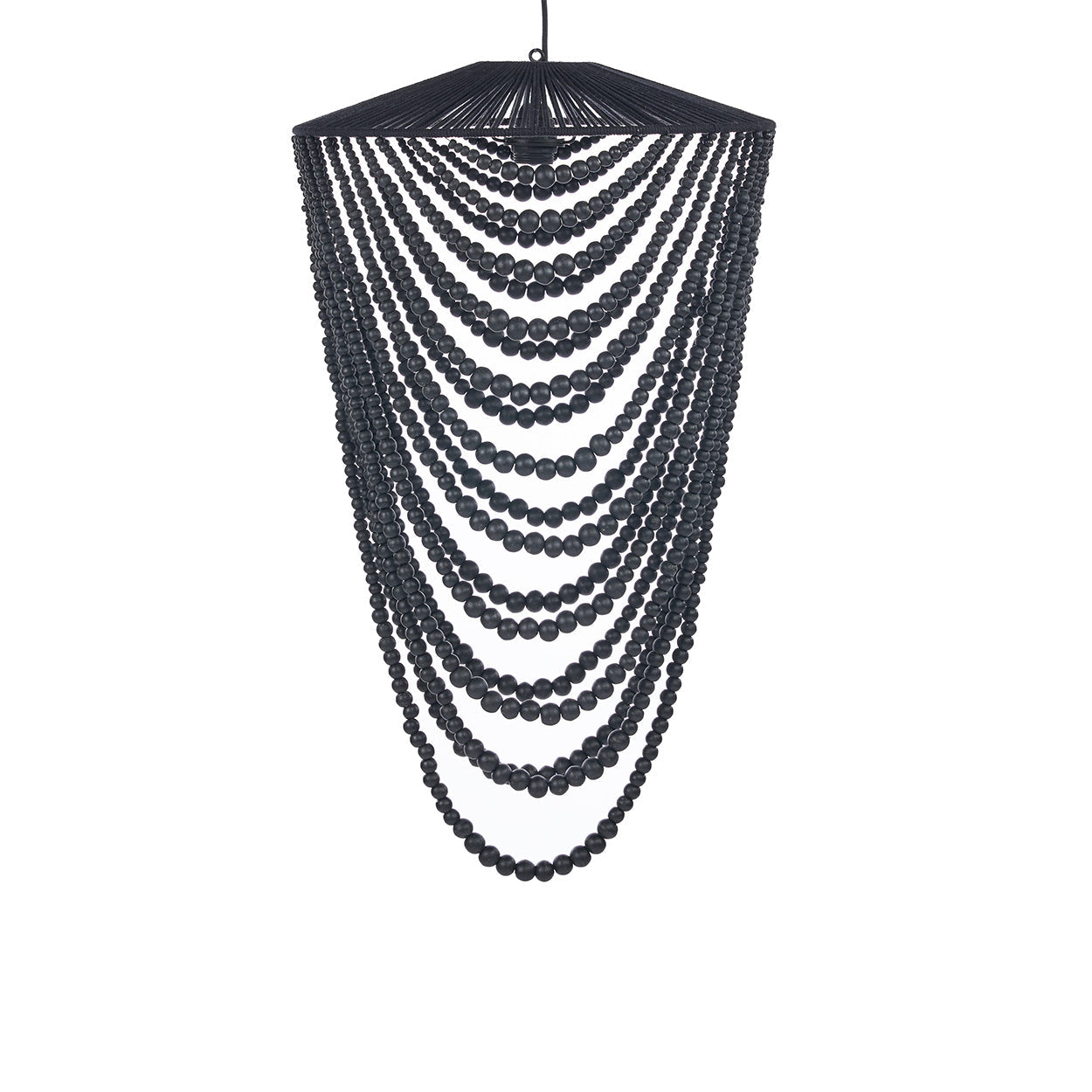 Abat-jour de lustre Wooden Bead en perles de bois noir