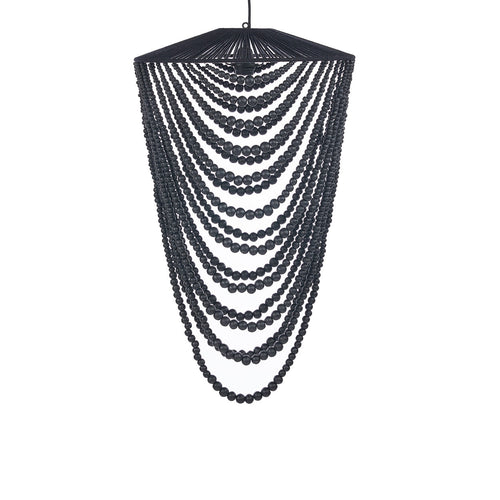 Abat-jour de lustre Wooden Bead en perles de bois noir