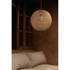 Abat-jour de suspension Bubble en rotin naturel 50 cm, vue 4