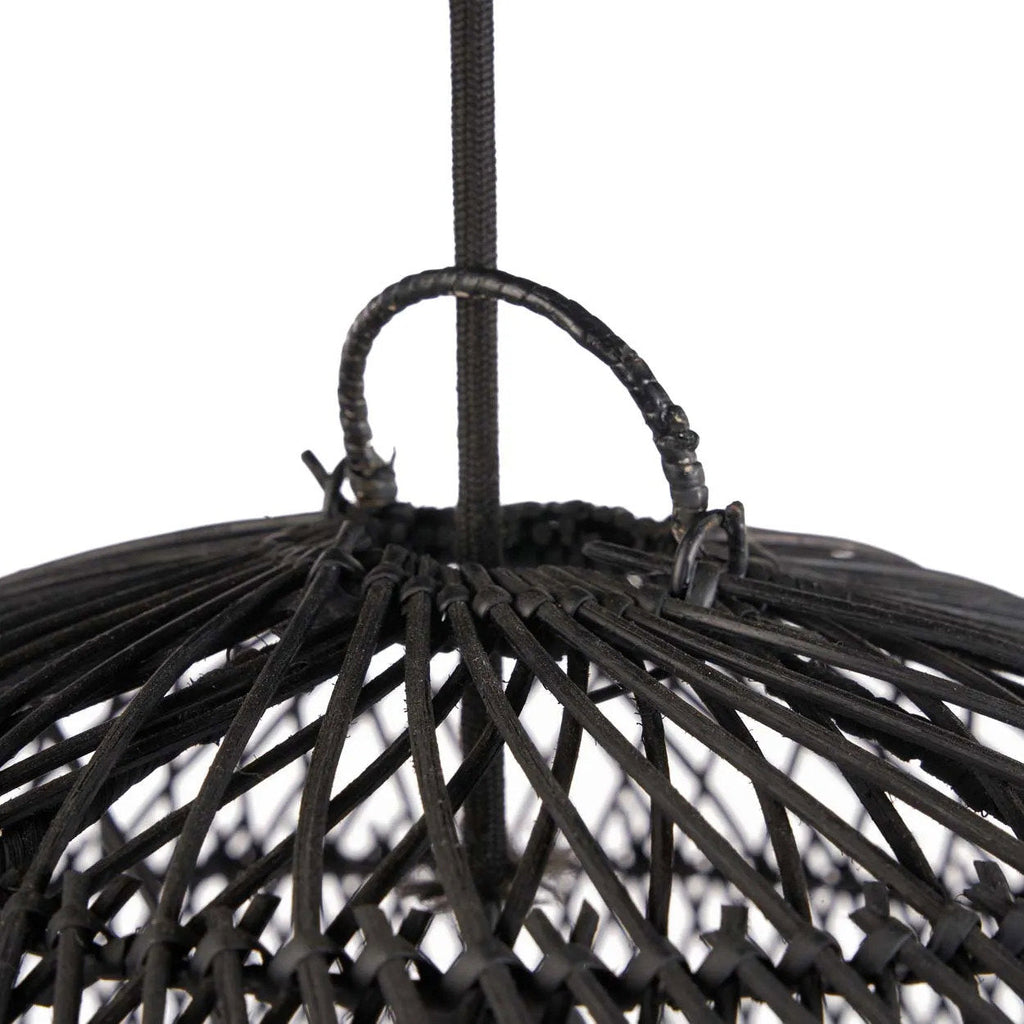 Abat-jour de suspension Bubble en rotin noir 50 cm, vue 4
