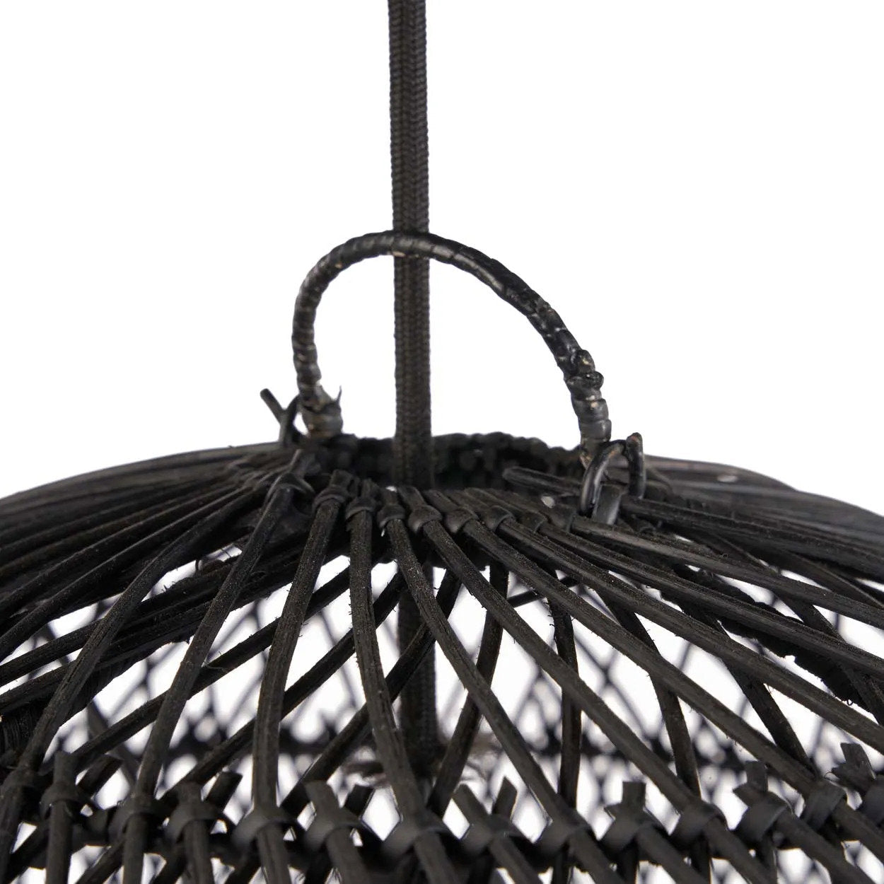 Abat-jour de suspension Bubble en rotin noir 50 cm, vue 4
