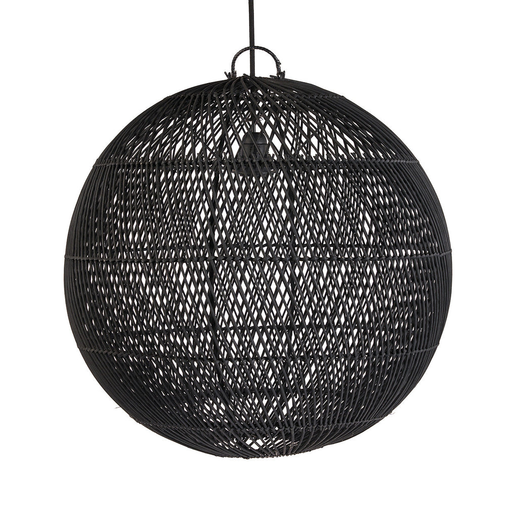 Abat-jour de suspension Bubble en rotin noir 50 cm