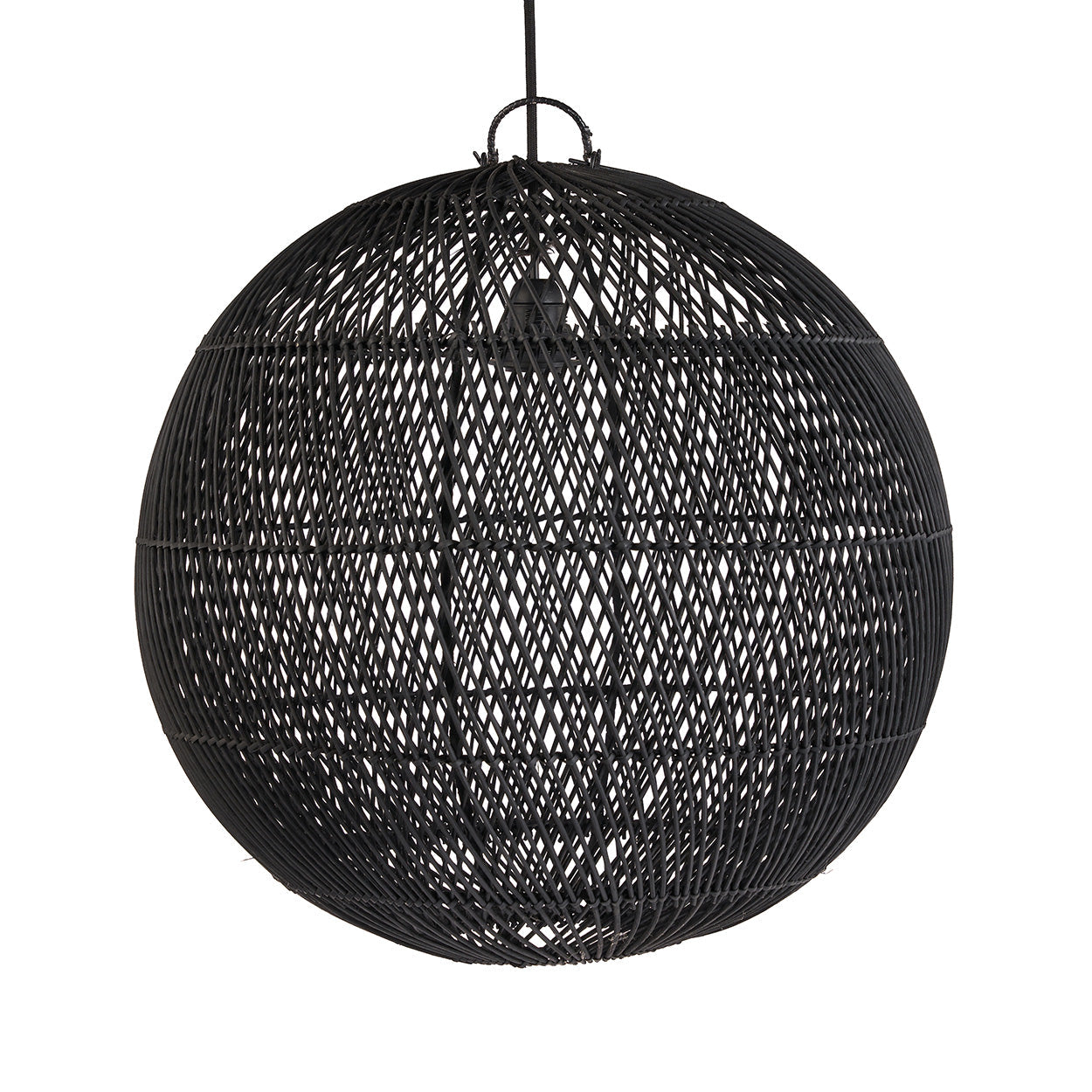 Abat-jour de suspension Bubble en rotin noir 50 cm