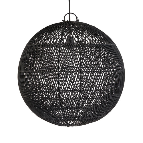 Abat-jour de suspension Bubble en rotin noir 50 cm