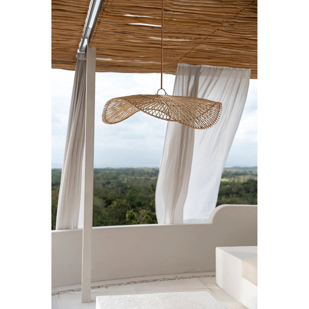 Abat-jour de suspension Chapeau en rotin naturel 75 cm, vue 3