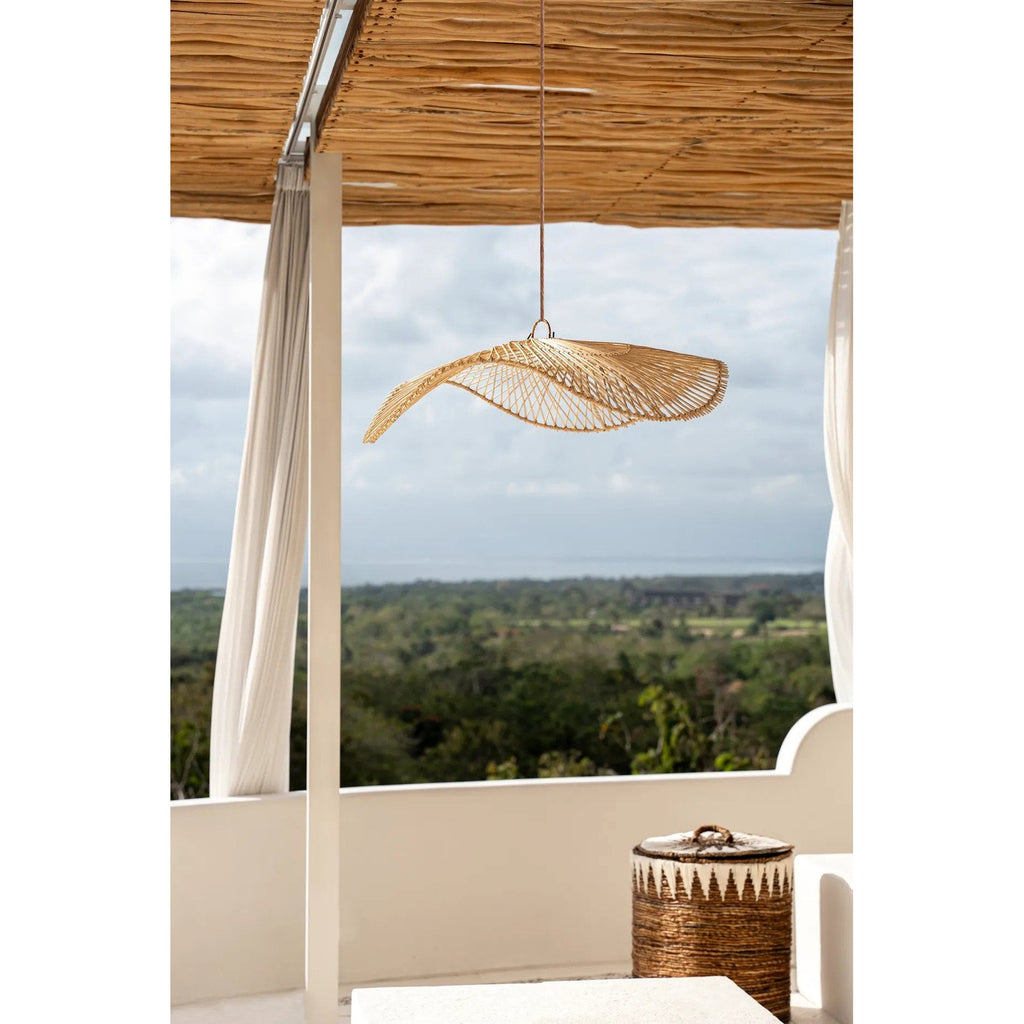 Abat-jour de suspension Chapeau en rotin naturel 75 cm, vue 4