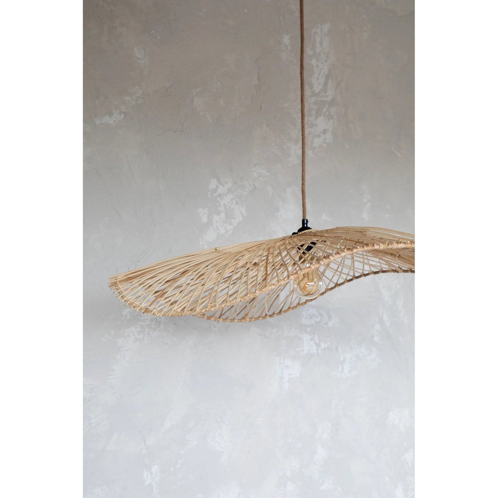 Abat-jour de suspension Chapeau en rotin naturel 75 cm, vue 5
