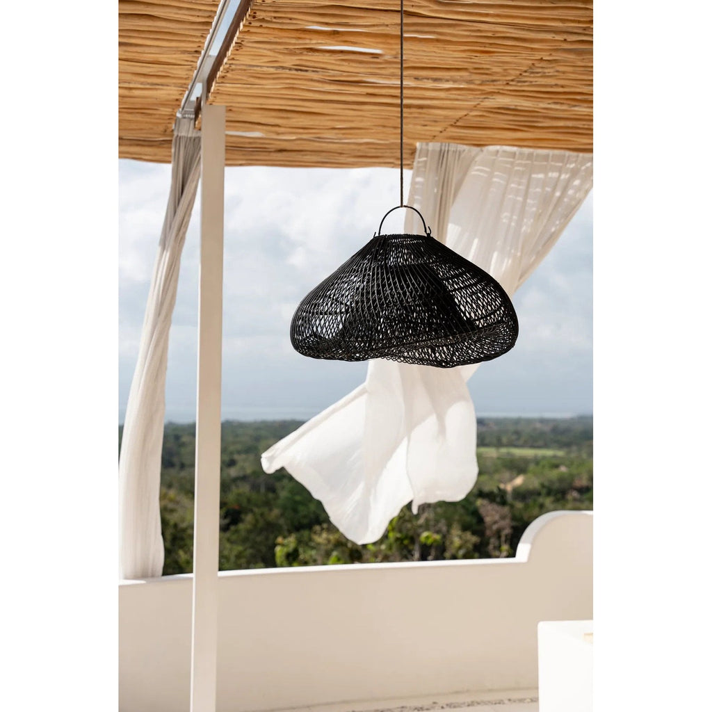 Abat-jour de suspension Cloud en rotin noir 60 cm, vue 4