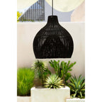 Abat-jour de suspension Lobster Trap en rotin noir 50 cm, vue 3