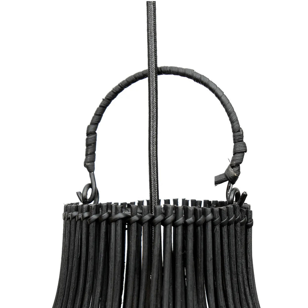 Abat-jour de suspension Lobster Trap en rotin noir 50 cm, vue 5