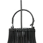Abat-jour de suspension Lobster Trap en rotin noir 50 cm, vue 5