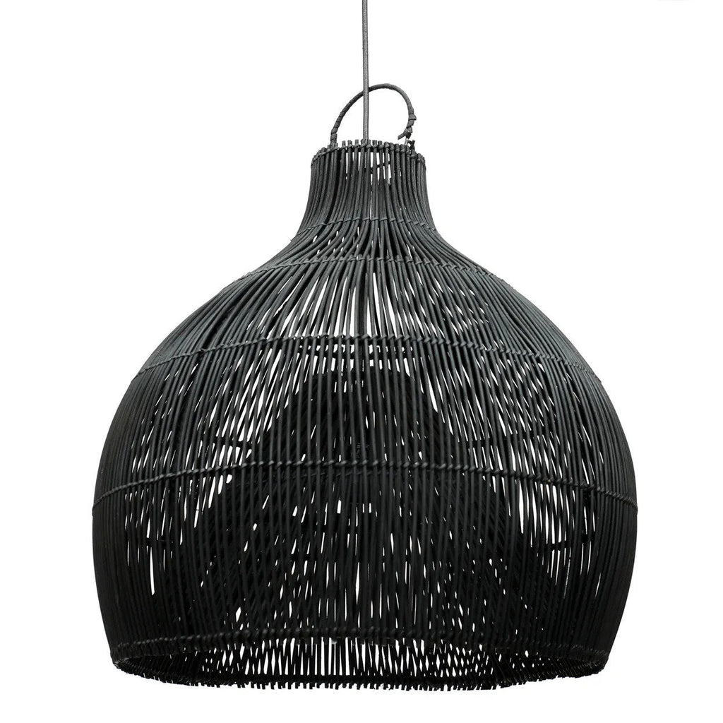 Abat-jour de suspension Lobster Trap en rotin noir 50 cm, vue 6