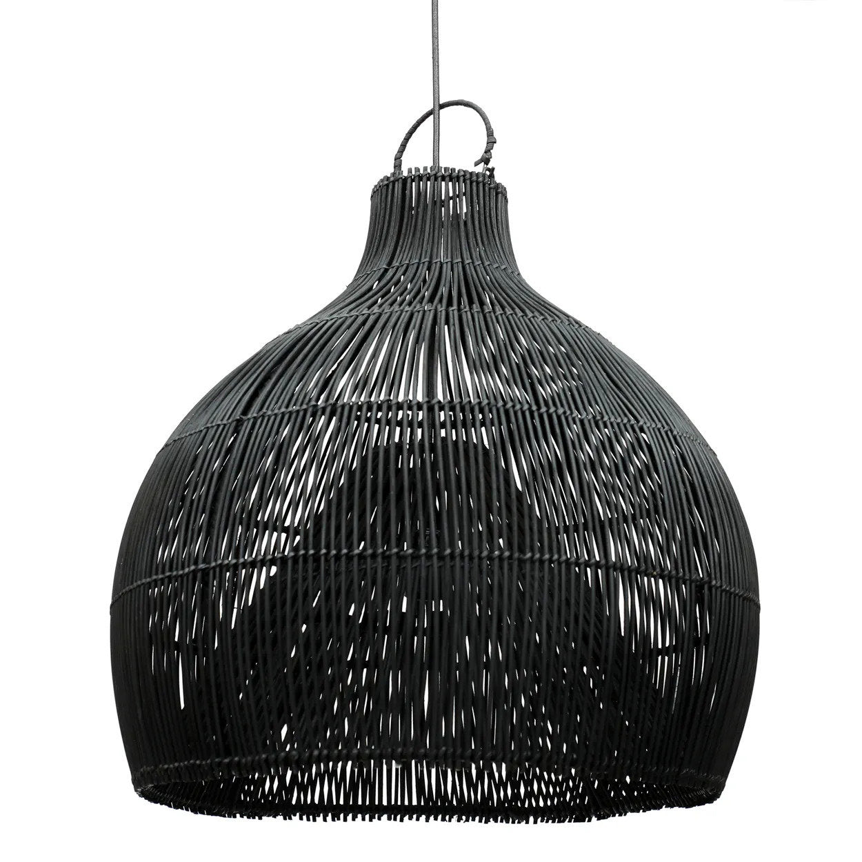 Abat-jour de suspension Lobster Trap en rotin noir 50 cm, vue 6