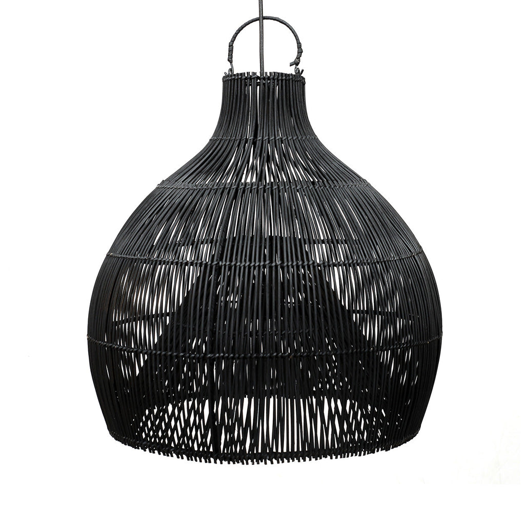 Abat-jour de suspension Lobster Trap en rotin noir 50 cm